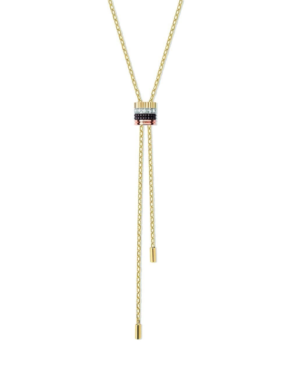 Boucheron 18kt yellow, rose and white gold Quatre mini tie diamond and brown PVD necklace