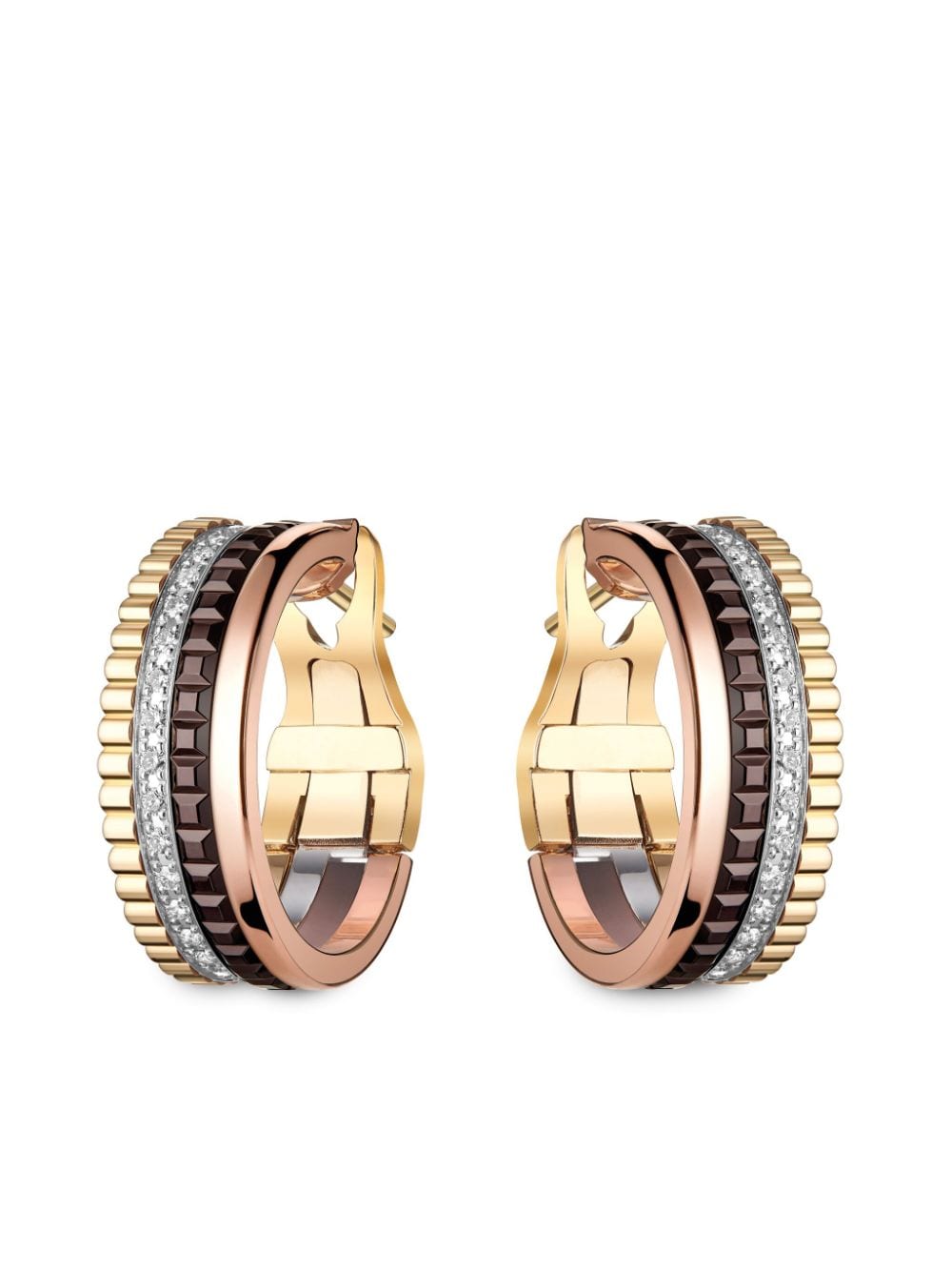 Boucheron 18kt yellow, white and rose gold Quatre Classic hoop diamond earrings von Boucheron