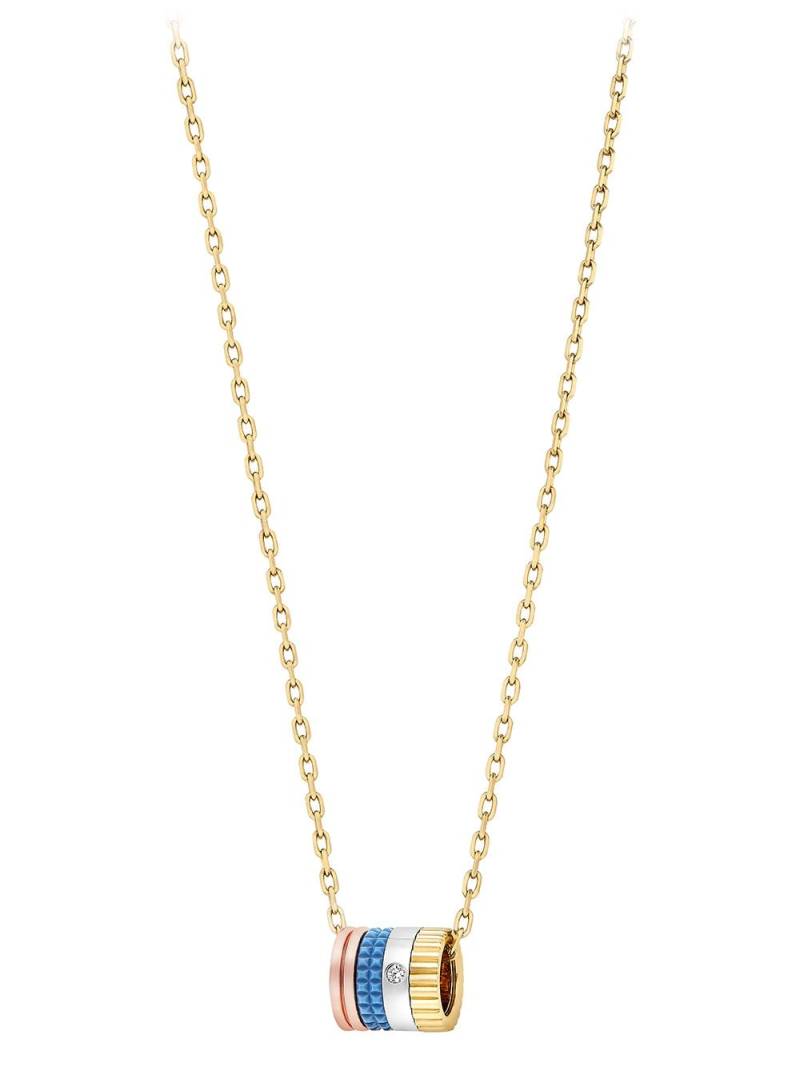 Boucheron 18kt yellow, white and rose gold Quatre Blue diamond mini ring pendant necklace von Boucheron