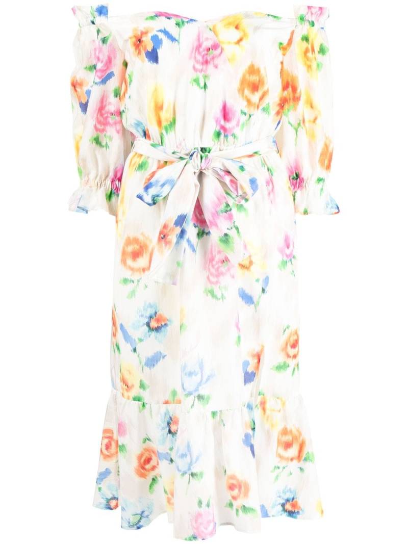 Boutique Moschino floral-print belted dress - White von Boutique Moschino