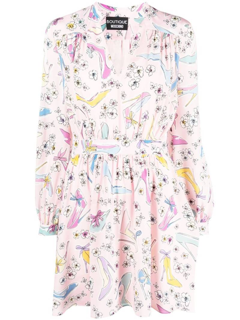 Boutique Moschino floral-print long-sleeved mini dress - Pink von Boutique Moschino