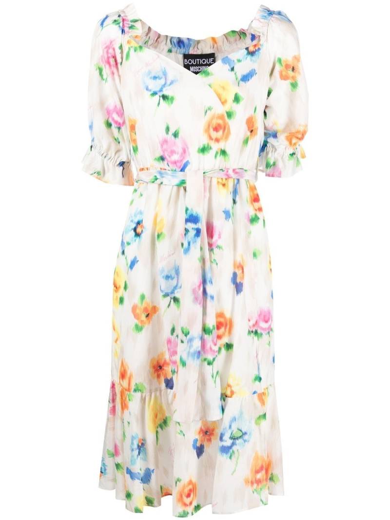 Boutique Moschino floral-print midi dress - White von Boutique Moschino