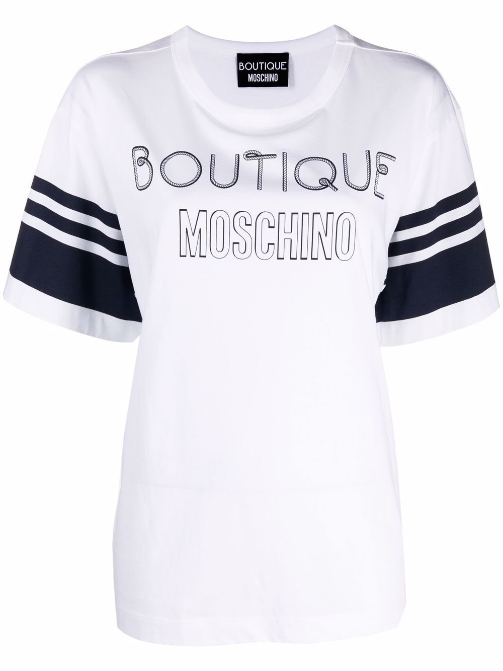 Boutique Moschino stripe-trim logo-print T-shirt - White von Boutique Moschino