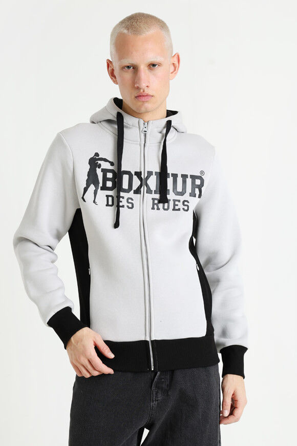 Boxeur des Rues Kapuzensweatjacke | Light Grey + Black | Herren  | S von Boxeur des Rues