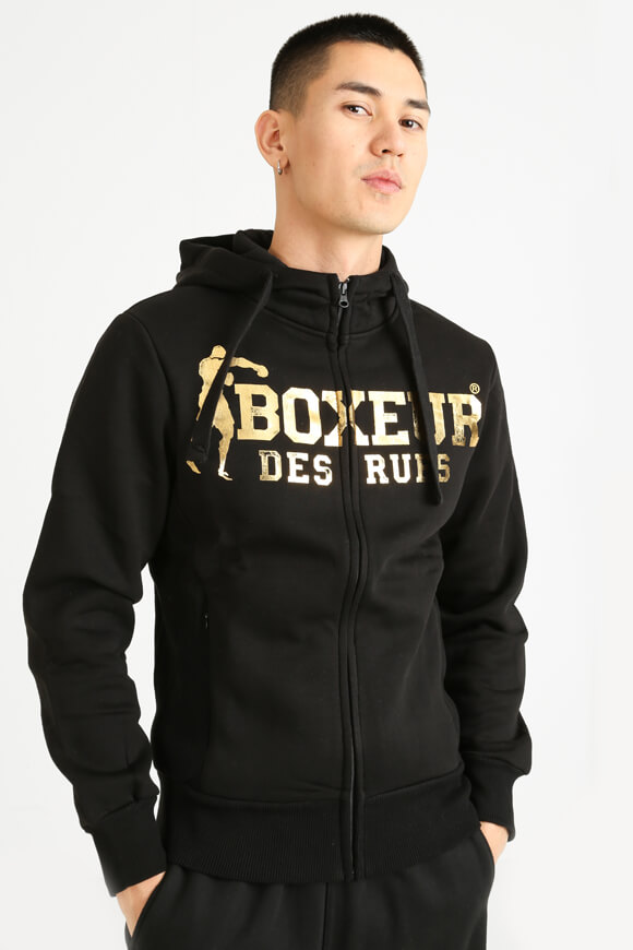 Boxeur des Rues Kapuzensweatjacke | Schwarz + Goldfarbe | Herren  | XS von Boxeur des Rues