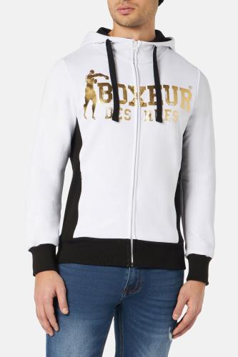 Boxeur des Rues Sweatshirts Hooded Full Zip Sweatshirt - weiss (Grösse: L) von Boxeur des Rues