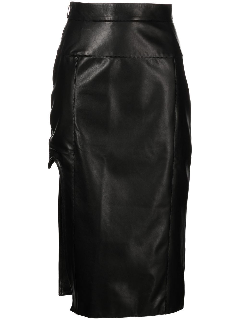 Boyarovskaya cut-out leather midi skirt - Black von Boyarovskaya