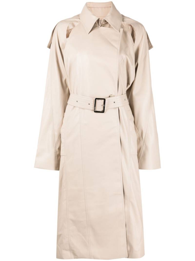 Boyarovskaya logo-patch belted trench coat - Neutrals von Boyarovskaya