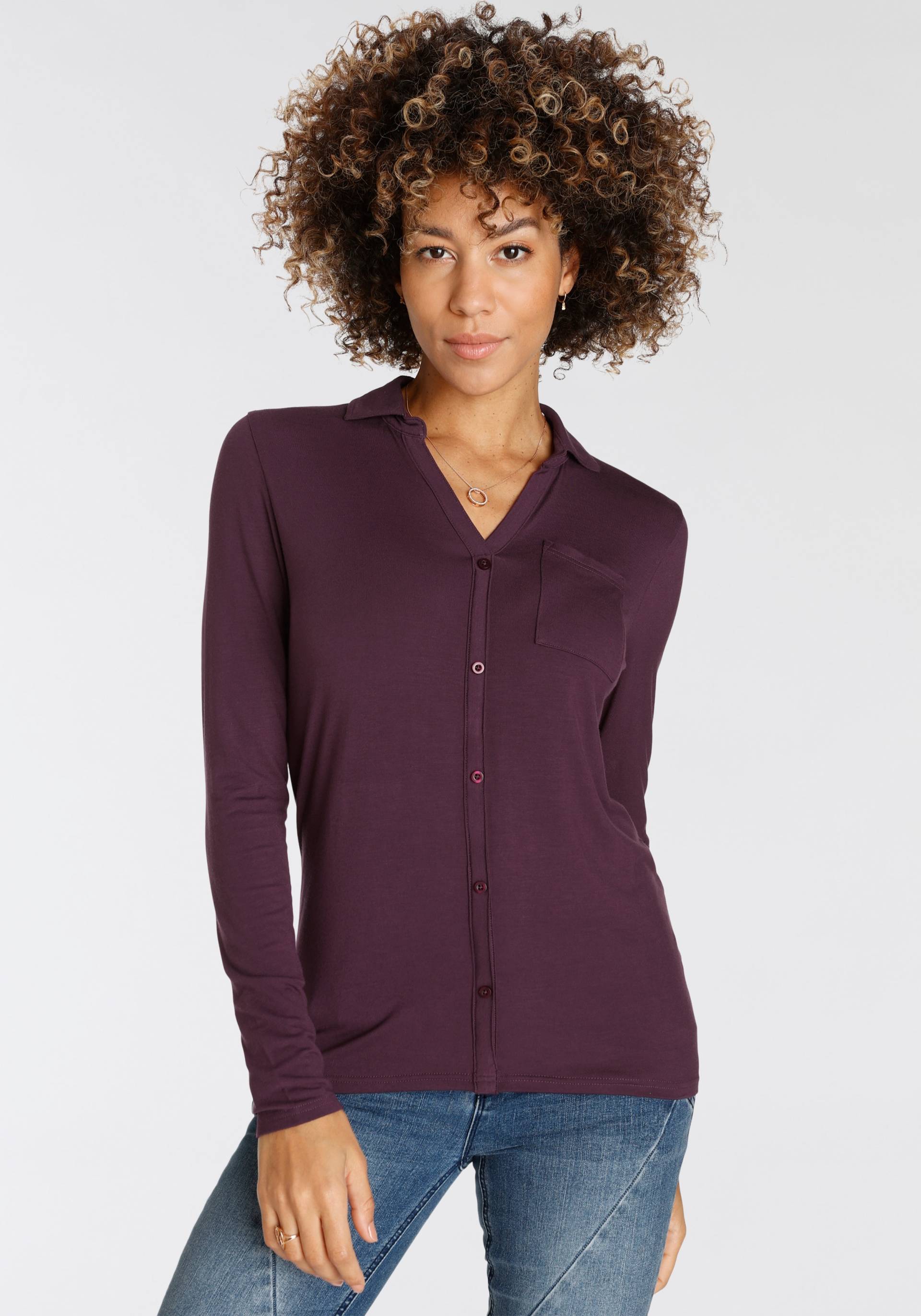 Boysen's Langarmshirt, langärmel, figurbetonter Schnitt, Blusenkragen Boysen's Langarmshirt, langärmel, figurbetonter Schnitt, Blusenkragen von Boysen's