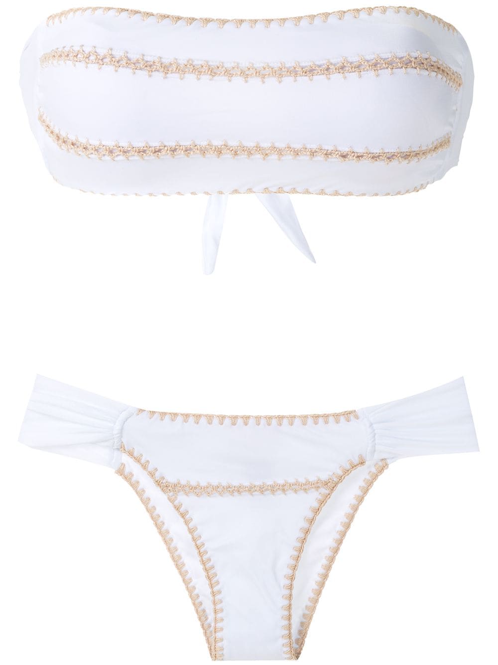 Brigitte crochet-trim bandeau bikini - White von Brigitte