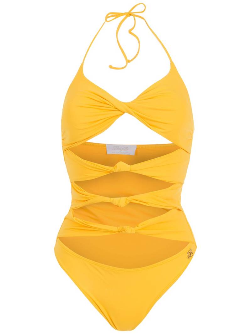 Brigitte knot-detail swimsuit - Yellow von Brigitte