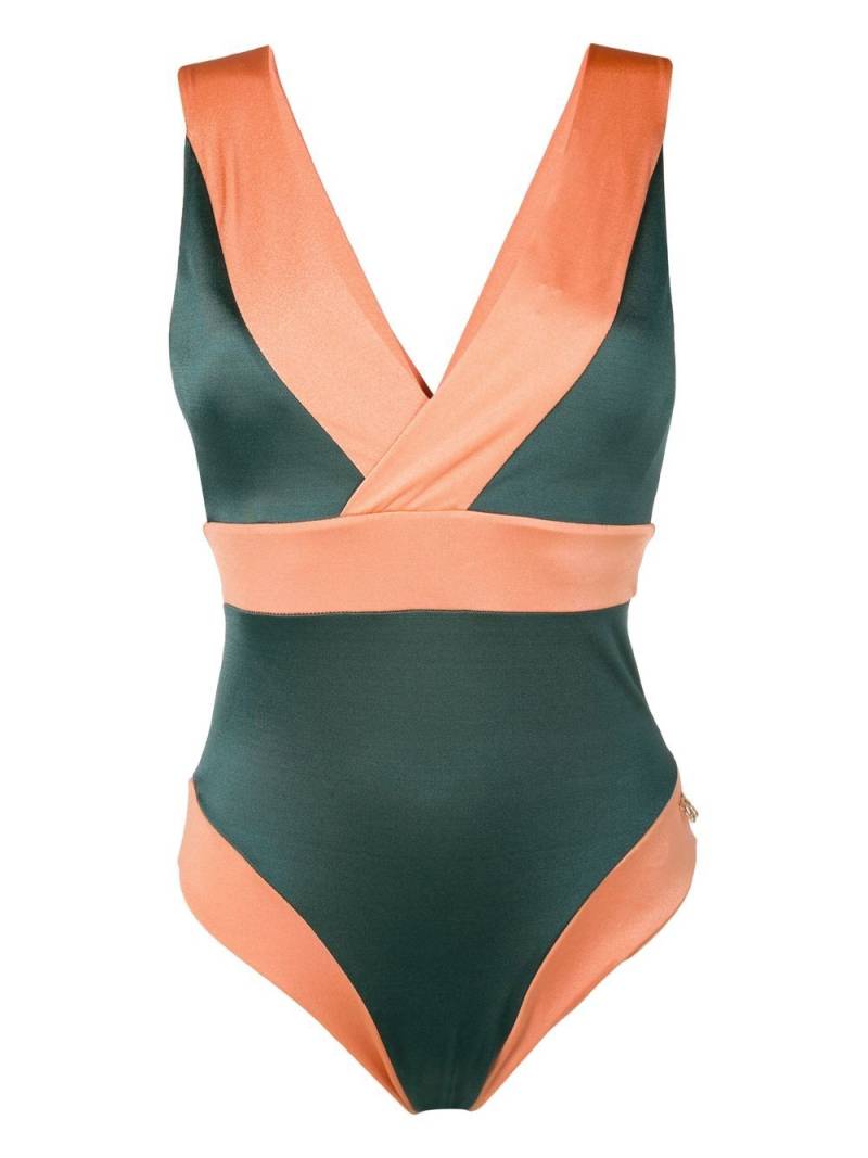 Brigitte panelled V-neck swimsuit - Green von Brigitte