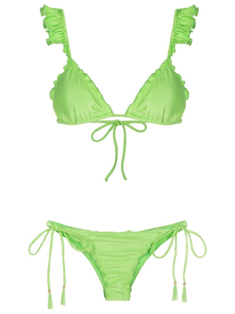 Brigitte ruffled-trim ribbed bikini - Green von Brigitte