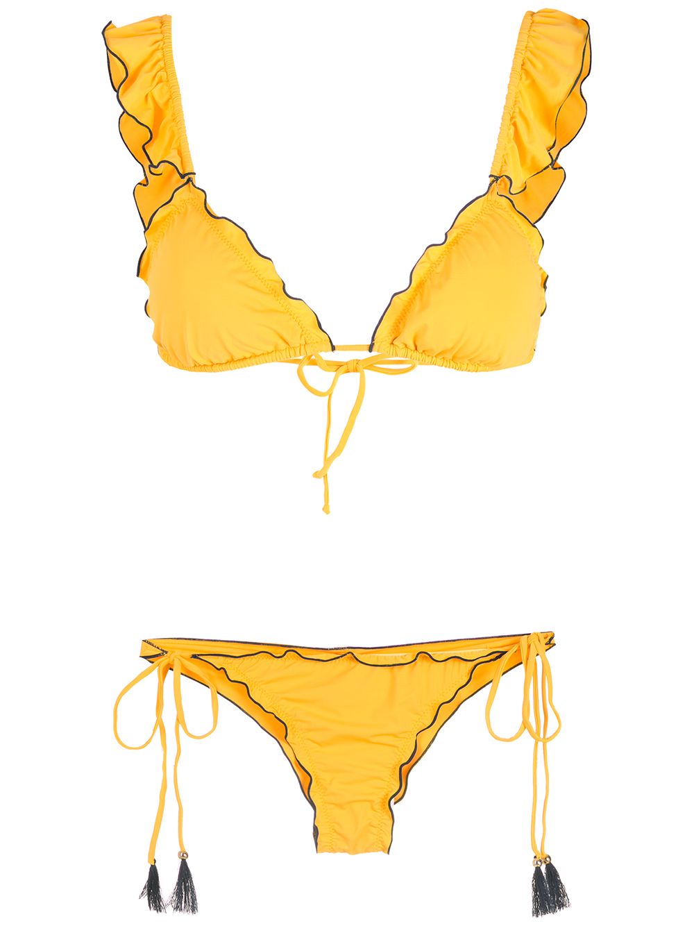 Brigitte ruffled-trim rippled bikini set - Yellow von Brigitte