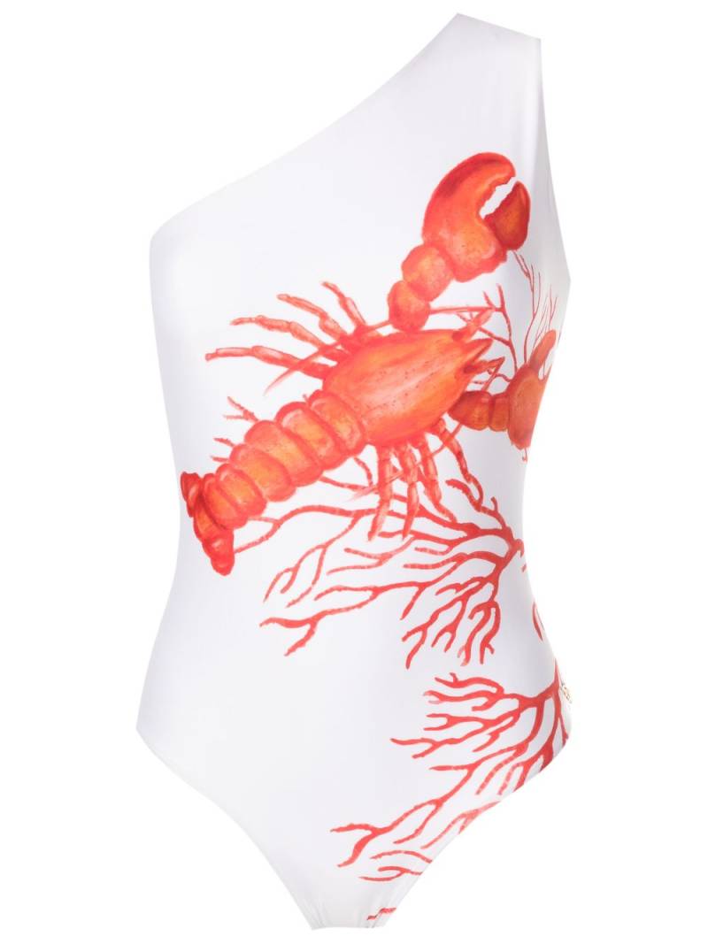 Brigitte sea life-print asymmetric one-piece - White von Brigitte