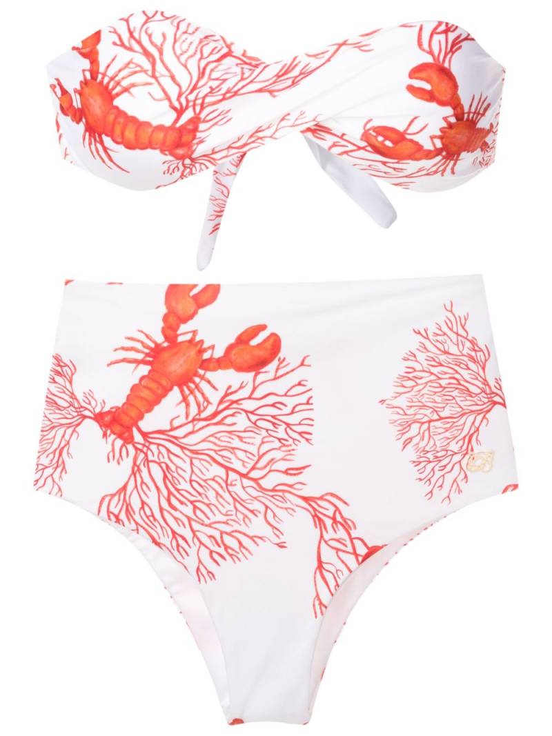 Brigitte sea life-print high-waisted bikini set - White von Brigitte