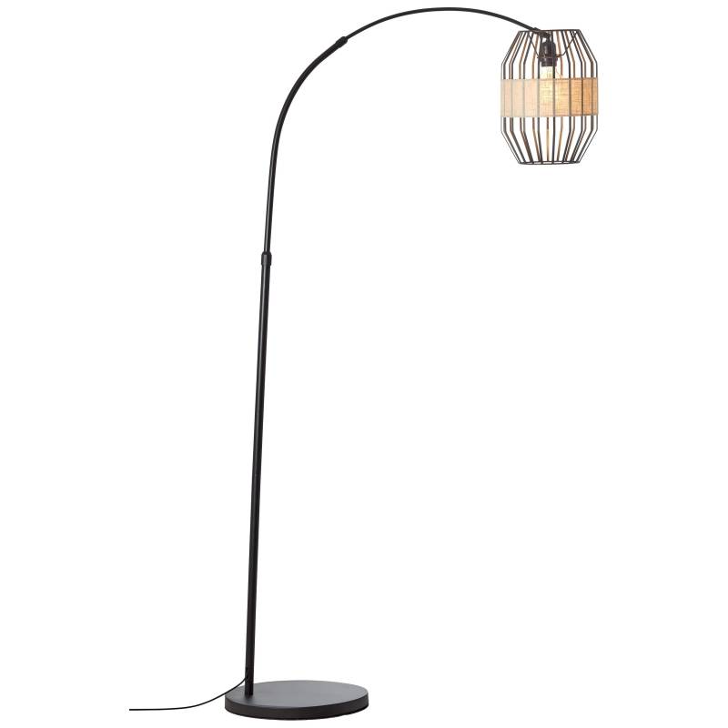 Brilliant Bogenlampe »Slope«, 1 flammig, Leuchtmittel E27   ohne Leuchtmittel, mit Fussschalter, 171 cm Höhe, E27, Metall/Textil, schwarz/natur von Brilliant