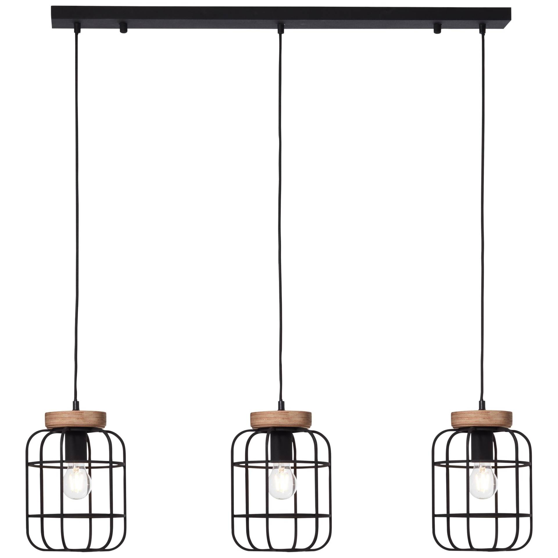 Brilliant Pendelleuchte »Gwen«, 3 flammig, Leuchtmittel E27 ohne Leuchtmittel, 142 cm Höhe, 100 cm Breite, 3 x E27, antik holz/schwarz korund Brilliant Pendelleuchte »Gwen«, 3 flammig, Leuchtmittel E27 ohne Leuchtmittel, 142 cm Höhe, 100 cm Breite, 3 x E27, antik holz/schwarz korund von Brilliant