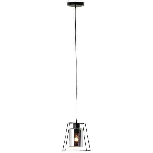 Brilliant Pendelleuchte »Luxor«, 1 flammig, Leuchtmittel E27   ohne Leuchtmittel, 174,5 cm Höhe, kürzbar, E27, Metall/Glas, schwarz matt/rauchglas von Brilliant