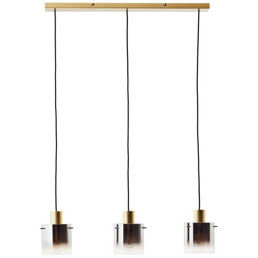 Brilliant Pendelleuchte »Osaki«, 3 flammig, Leuchtmittel E27   ohne Leuchtmittel, 150 cm Höhe, Kabellänge variabel, E27, Metall/Glas, gold/rauchglas von Brilliant