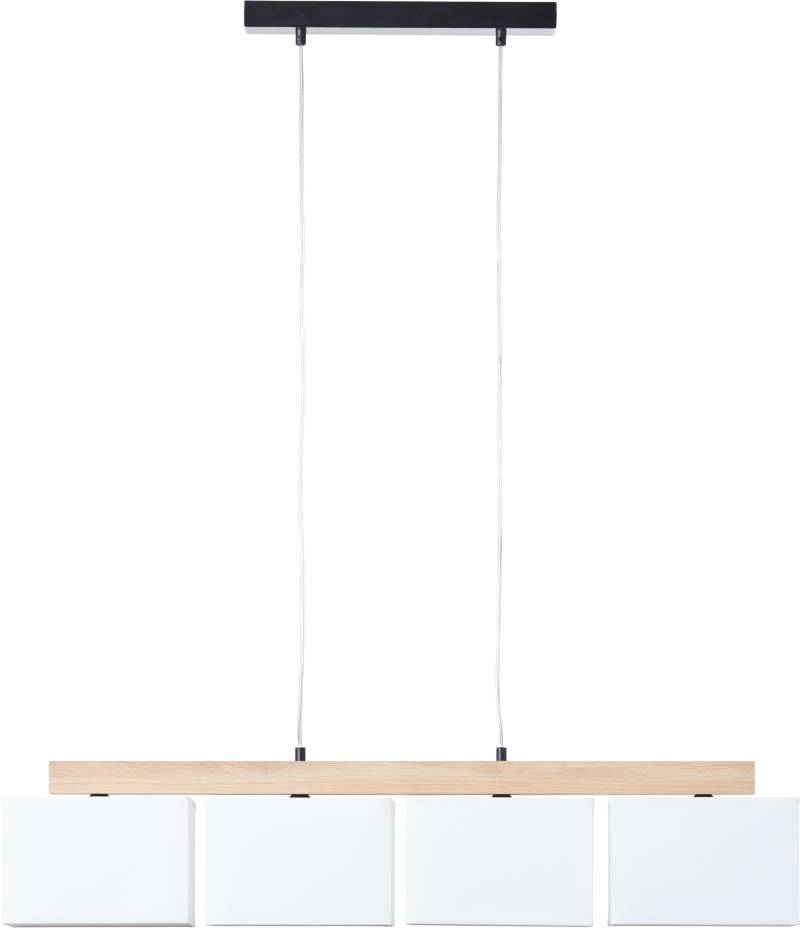 Brilliant Pendelleuchte »Rayan«, 4 flammig, Leuchtmittel E27   ohne Leuchtmittel, Stoffschirme, H 113 cm, B 95 cm, 4 x E27, eiche geölt/weiss von Brilliant