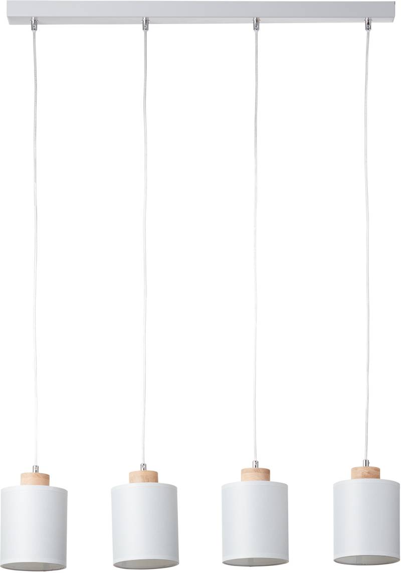 Brilliant Pendelleuchte »Vonnie«, 4 flammig, Leuchtmittel E27   ohne Leuchtmittel, Stoffschirme, 111 cm Höhe, 80 cm Breite, 4 x E27, kürzbar, grau/holz von Brilliant