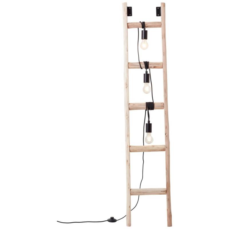 Brilliant Stehlampe »Ladder«, 3 flammig, Leuchtmittel E27   ohne Leuchtmittel, Stehlampe 3flg schwarz/holzfarbend von Brilliant