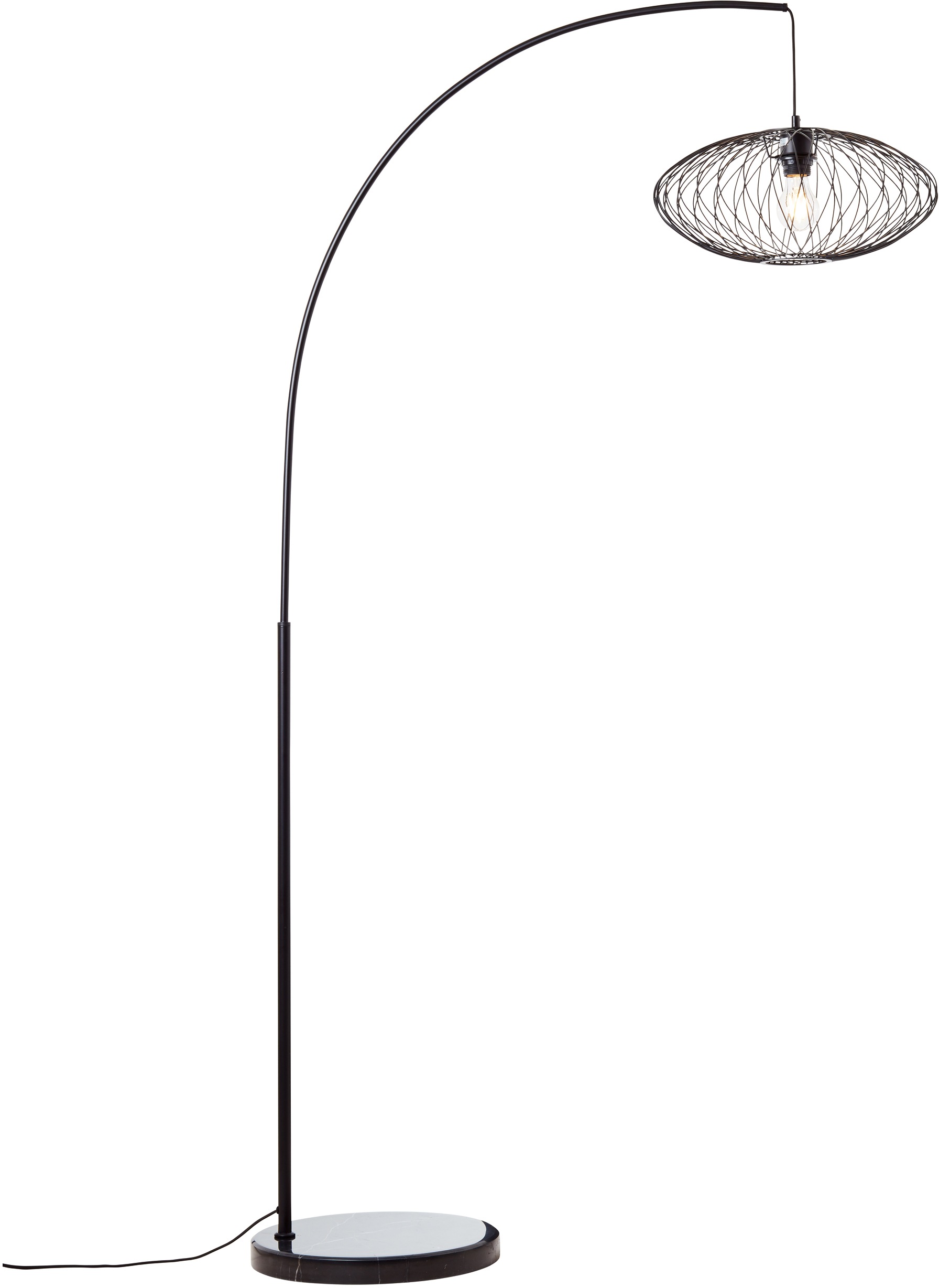 Brilliant Bogenlampe »Norden«, 1 flammig, Leuchtmittel E27   ohne Leuchtmittel, mit Marmor-Fuss, 175 cm Höhe, E27, Metall/Marmor, matt schwarz von Brilliant