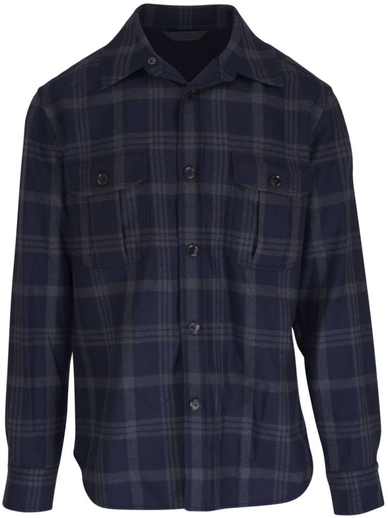 Brioni checked wool shirt - Blue von Brioni