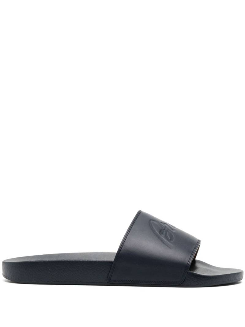 Brioni logo-debossed leather slides - Blue von Brioni