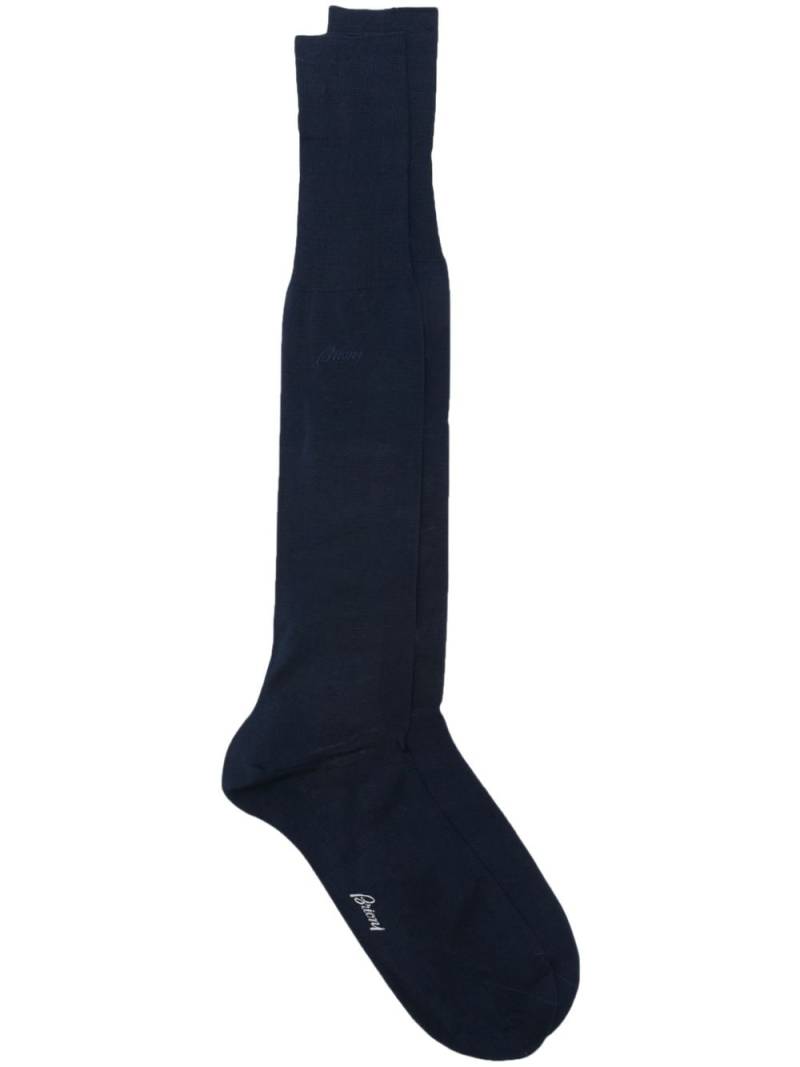 Brioni logo-embroidered socks - Blue von Brioni