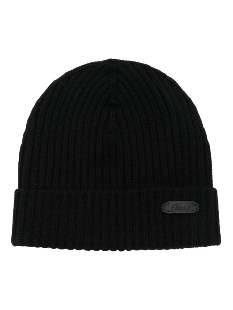 Brioni logo-patch beanie hat - Black von Brioni