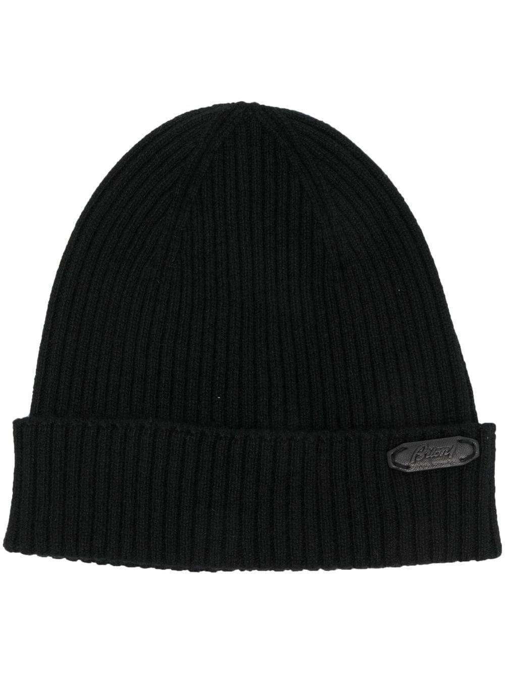 Brioni logo-patch ribbed-knit beanie - Black von Brioni