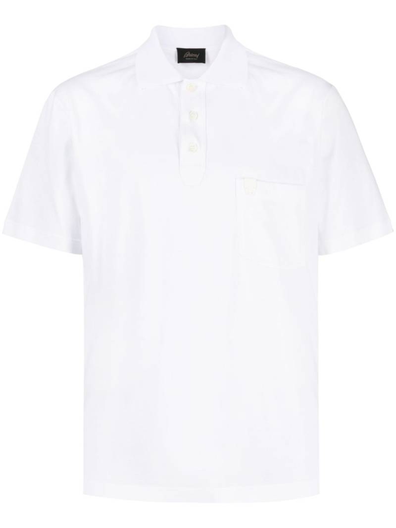 Brioni logo-tag cotton polo shirt - White von Brioni