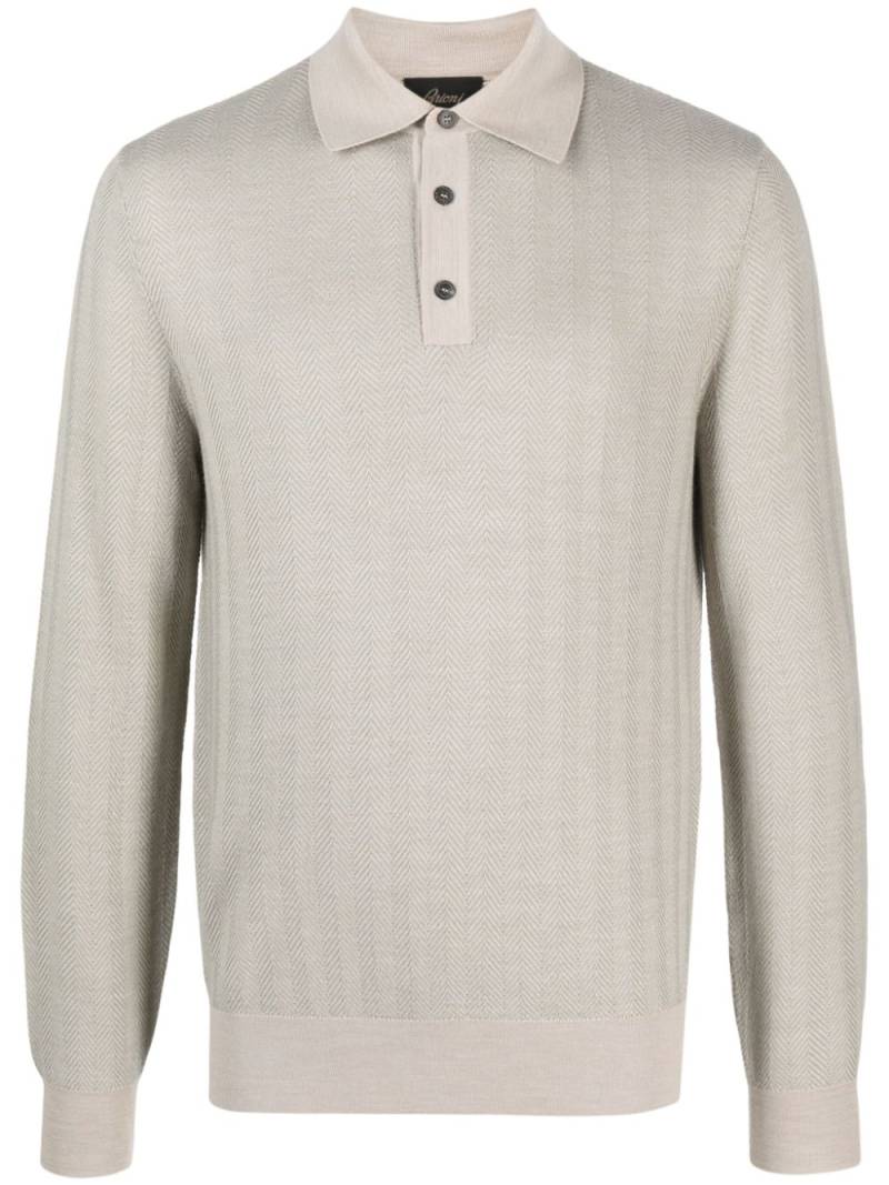 Brioni long-sleeve wool polo shirt - Neutrals von Brioni