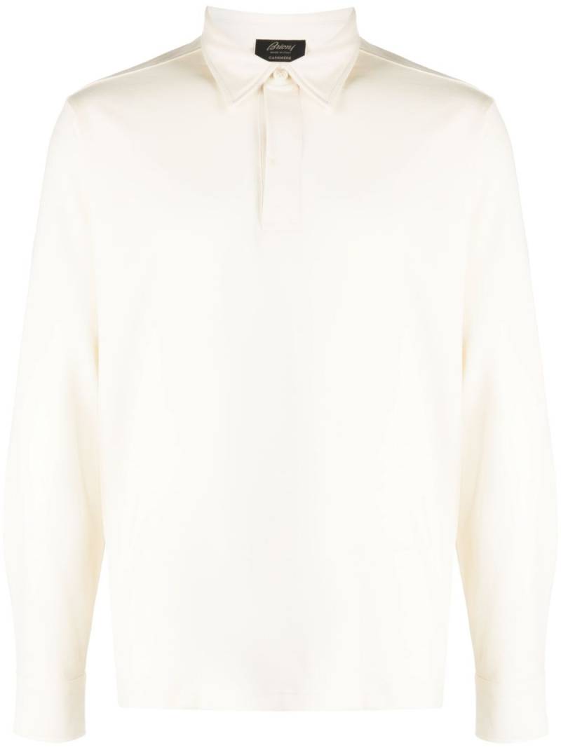 Brioni long-sleeved cotton polo shirt - White von Brioni