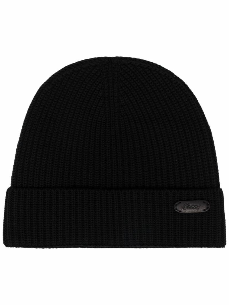 Brioni purl-knit logo-tag beanie - Black von Brioni