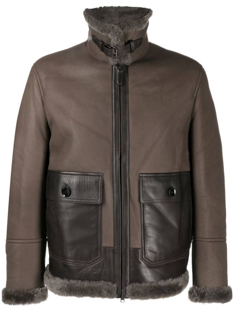 Brioni shearling panelled lambskin jacket - Brown von Brioni