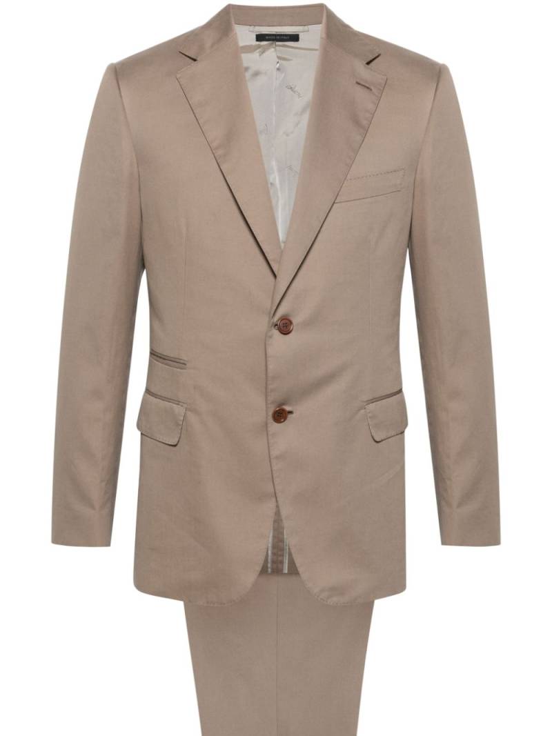 Brioni single-breasted twill suit - Neutrals von Brioni