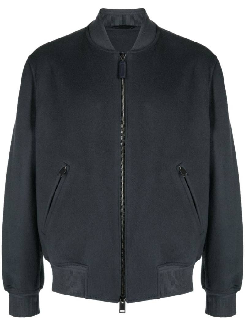 Brioni brushed-effect bomber jacket - Blue von Brioni