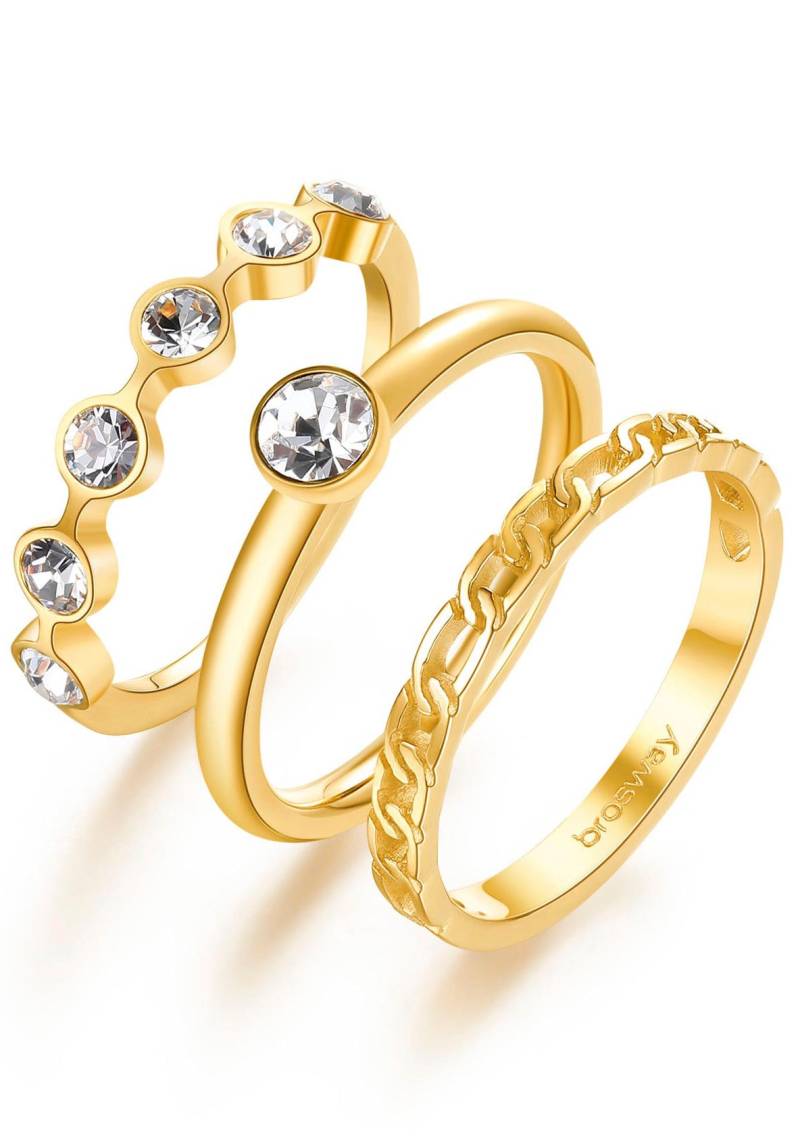 Brosway Ring-Set »SYMPHONIA, BYM91A/B/C/D/E, BYM92A/B/C/D/E«, (Set, 3 tlg.), mit Kristallglas von Brosway