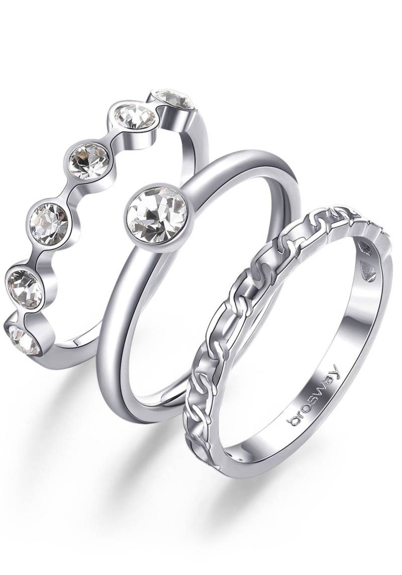 Brosway Ring-Set »SYMPHONIA, BYM91A/B/C/D/E, BYM92A/B/C/D/E«, (Set, 3 tlg.), mit Kristallglas von Brosway