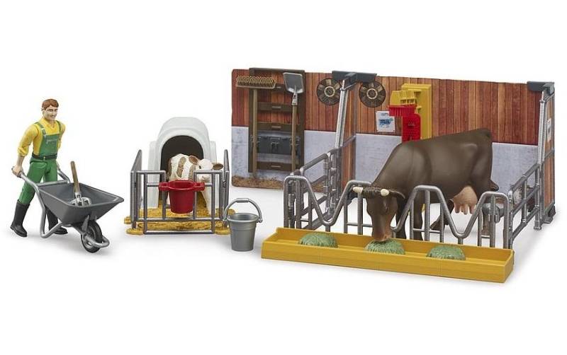 Bruder® Spielwelt »Kälberstall mit Landwirt« von Bruder®