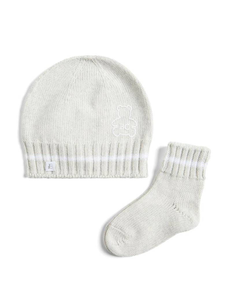 Brunello Cucinelli Kids Baby Bernie beanie and socks set - Grey von Brunello Cucinelli Kids