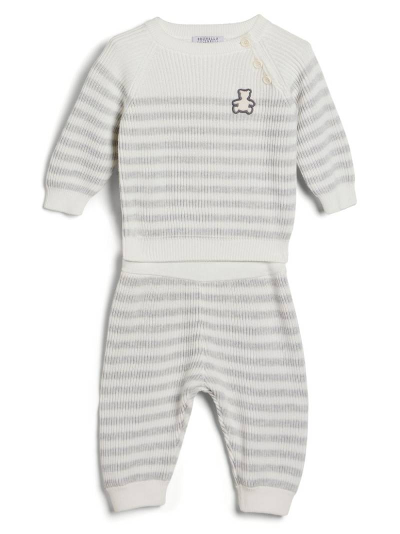 Brunello Cucinelli Kids Baby Bernie striped coordinated set - White von Brunello Cucinelli Kids