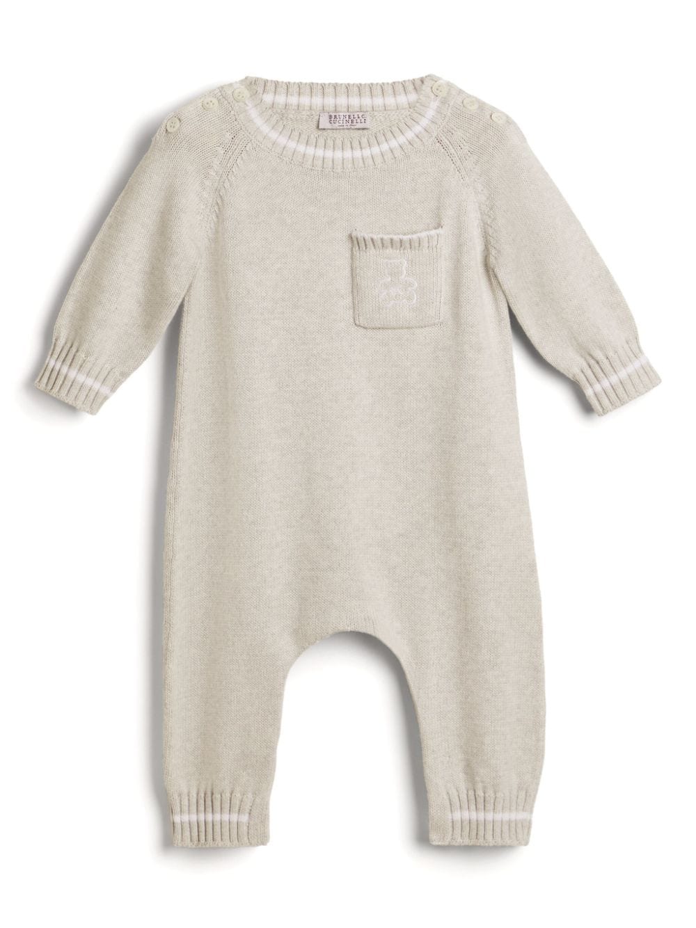 Brunello Cucinelli Kids Bernie cotton knitted romper - Neutrals von Brunello Cucinelli Kids