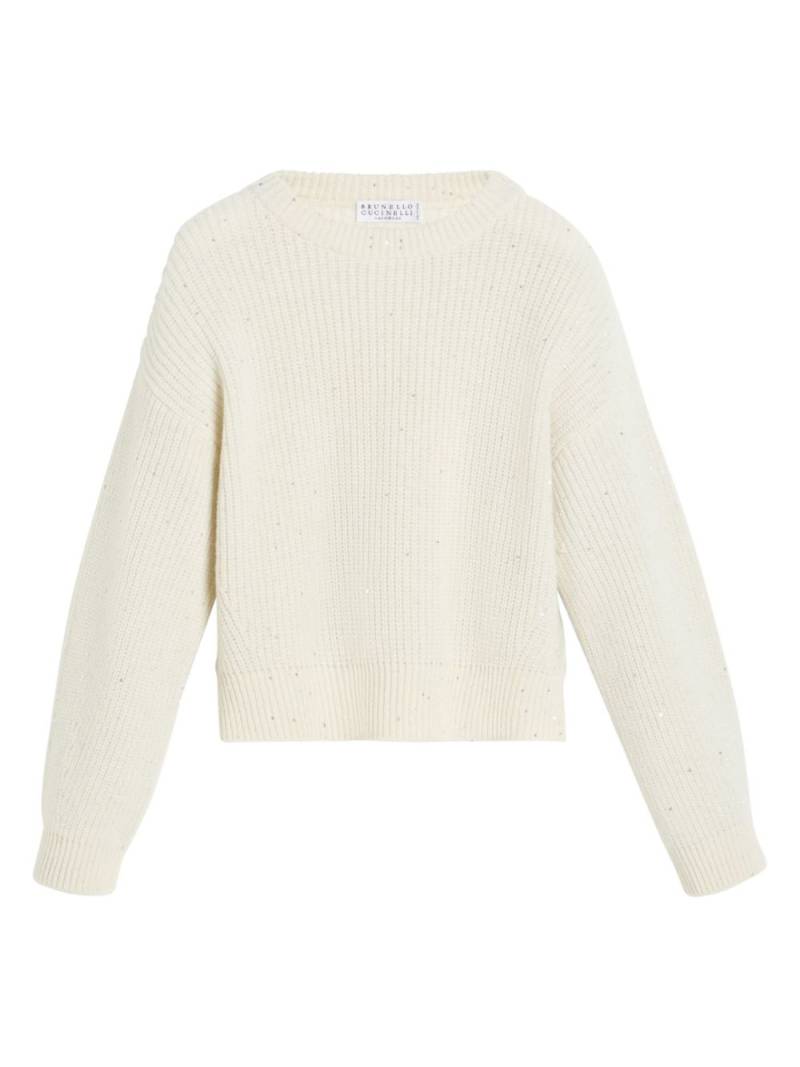 Brunello Cucinelli Kids Dazzling sweater - White von Brunello Cucinelli Kids