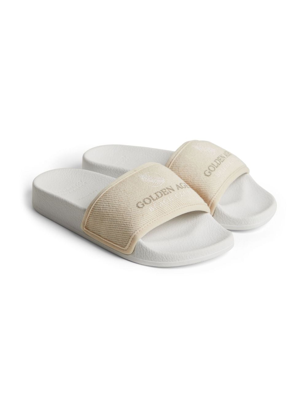 Brunello Cucinelli Kids Golden Age-print pool slides - Neutrals von Brunello Cucinelli Kids