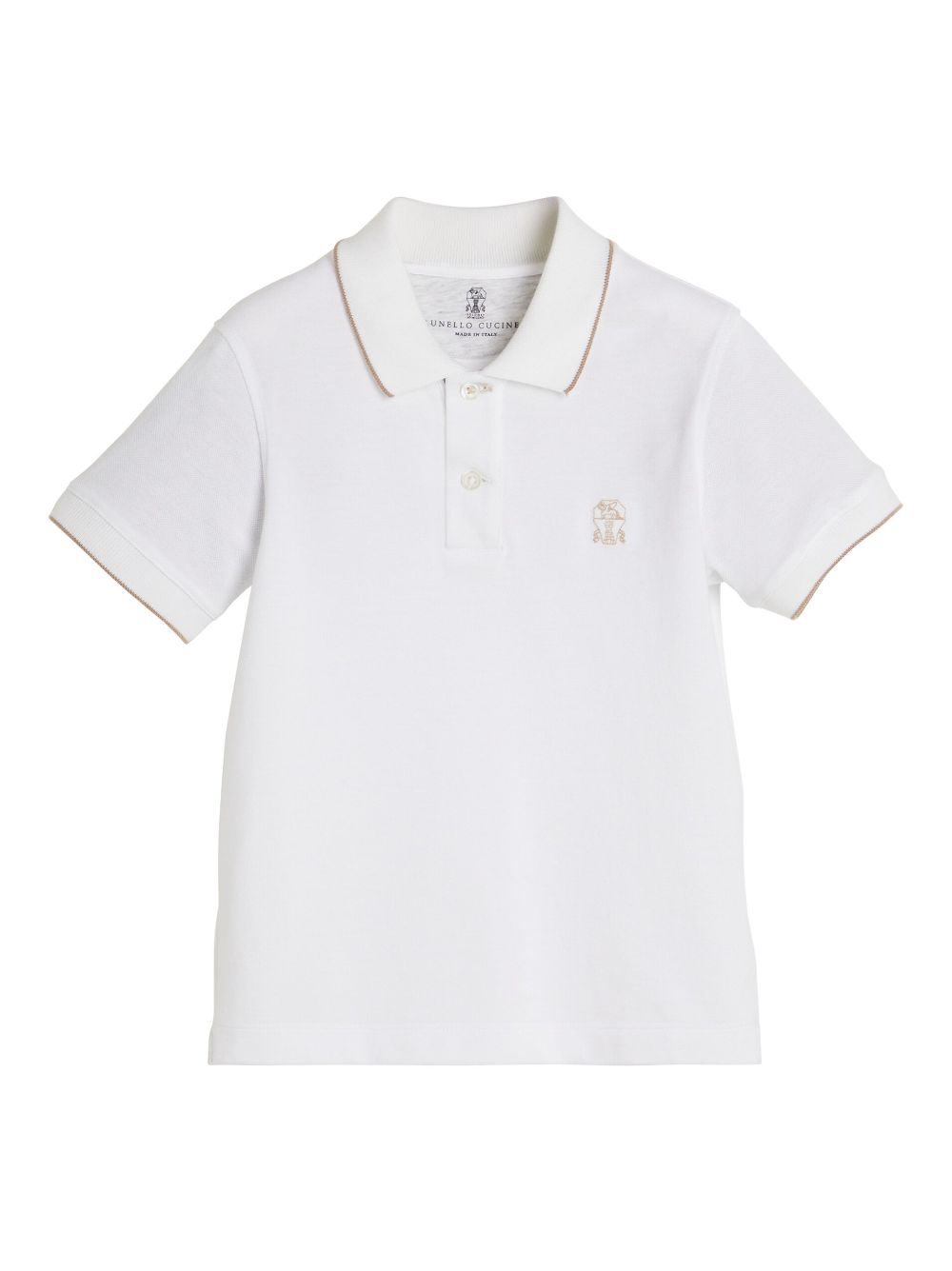 Brunello Cucinelli Kids Heraldic logo-embroidered polo shirt - White von Brunello Cucinelli Kids