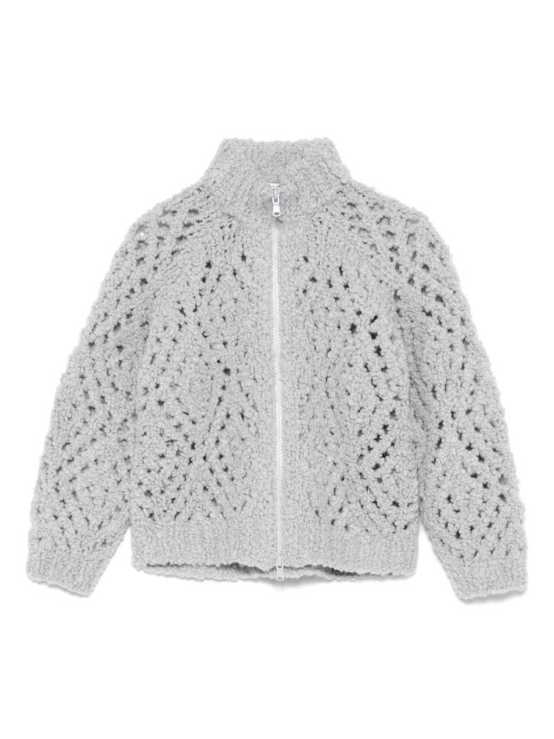 Brunello Cucinelli Kids argyle-check bouclé cardigan - Grey von Brunello Cucinelli Kids